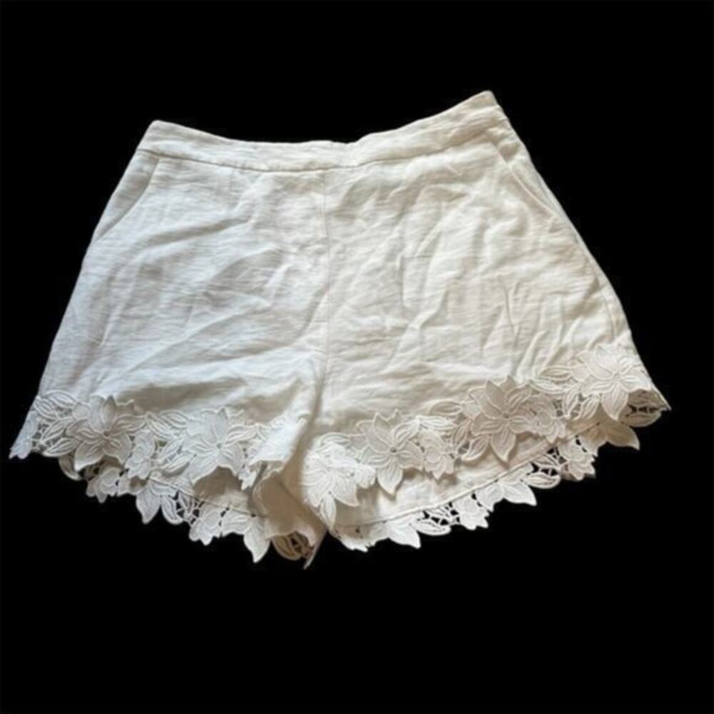 White Sugar + Lips rayon blend shorts with lace floral trim